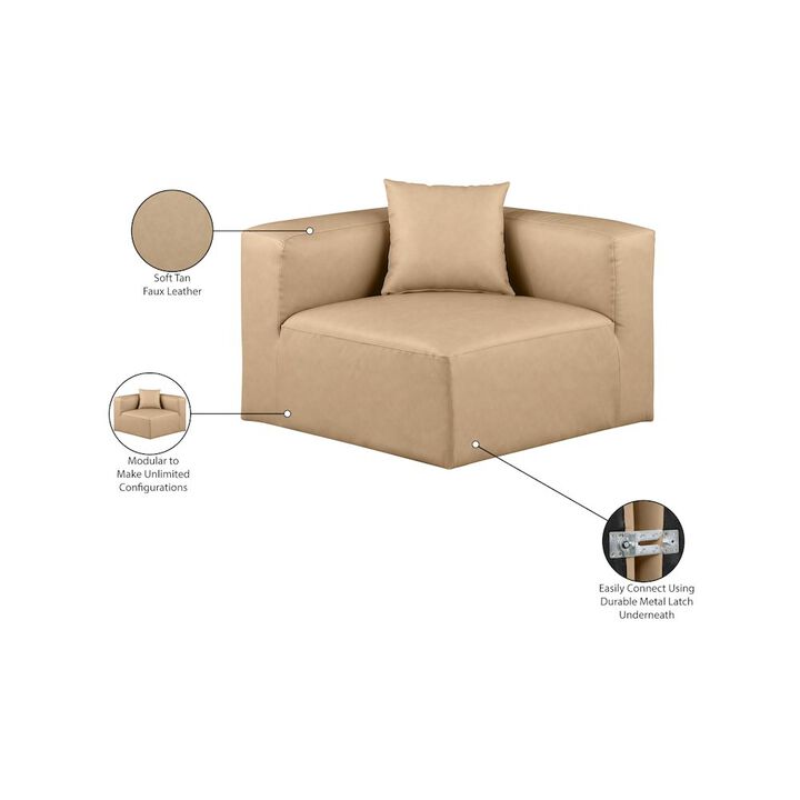 Meridian Furniture Cube Tan Vegan Leather Corner Chair