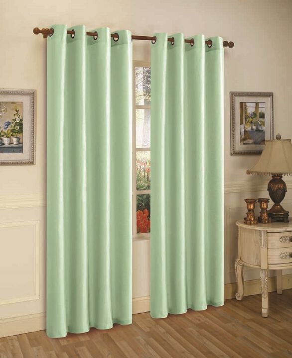 J&V TEXTILES Solid Grommet Faux Silk Window Curtain Drapes Treatment in 84" Length- Set of 2