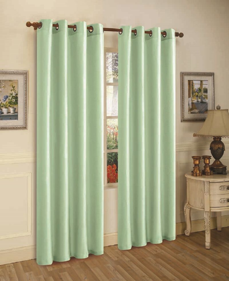 J&V TEXTILES Solid Grommet Faux Silk Window Curtain Drapes Treatment in 84" Length- Set of 2 image number 0
