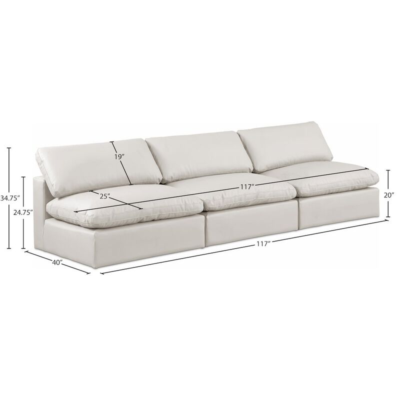 Meridian Furniture Comfy Cream Vegan Leather Modular Sofa