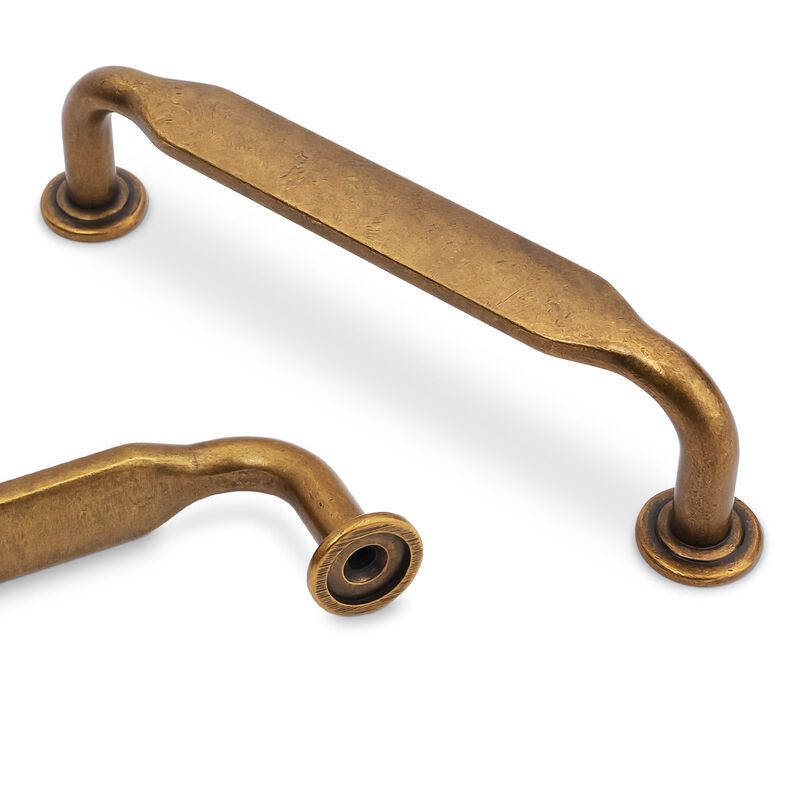 Amasideca 10 Pack Antique Brass Pulls 3.75 Inch(96mm) Hole Centers Kitchen Cabinet Handles Zinc Alloy Vintage Drawer Pulls Solid