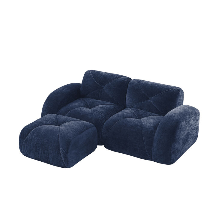 Merax L-Shaped Boneless Sofa,Soft Velvet Fabric,Tufted Design,32D High Density Sponge