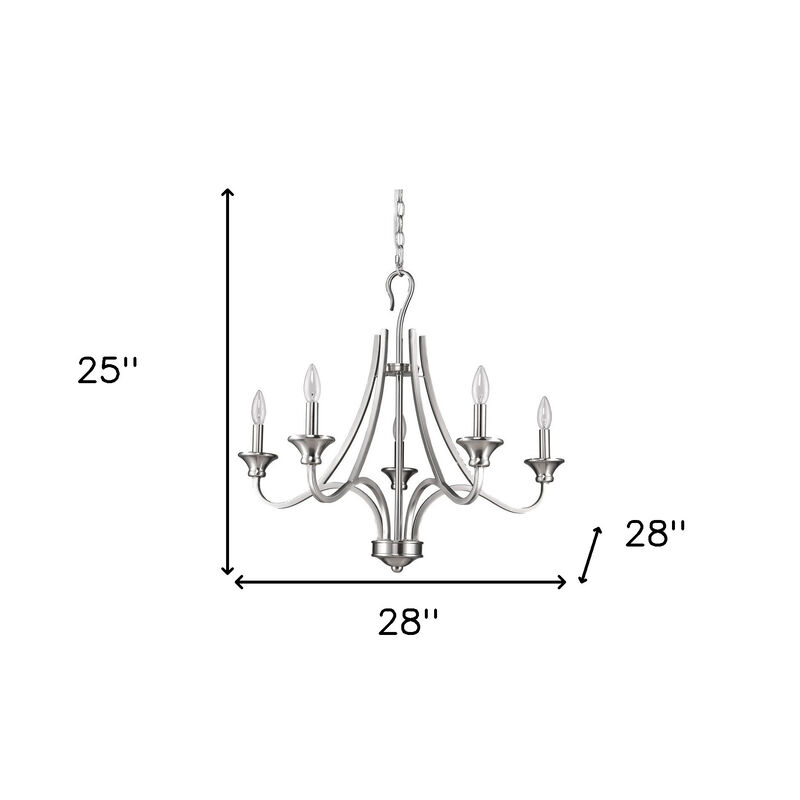 Hivvago Silver Candle Style Five Light Metal Dimmable Chandelier