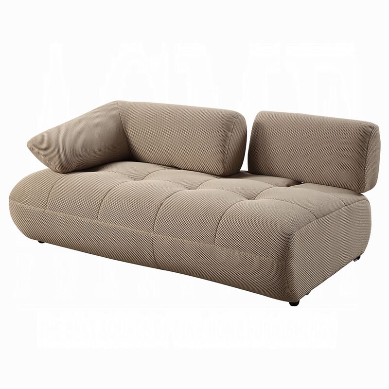 Erico L Sectional Sofa, 6 Pillows, Beige Sandwich Mesh Fabric 121 Inch