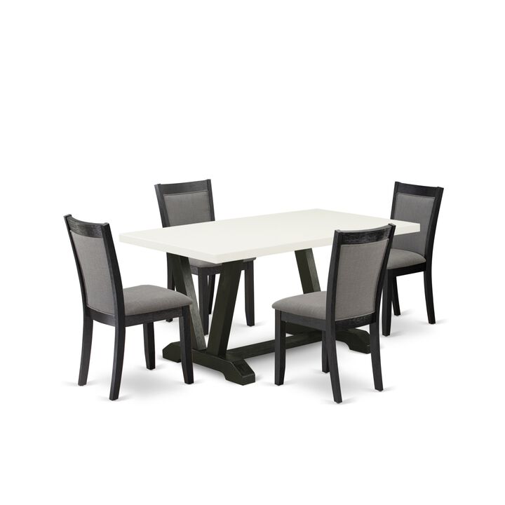 East West Furniture V626MZ650-5 5Pc Dining Set - Rectangular Table and 4 Parson Chairs - Multi-Color Color