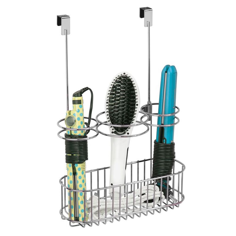 mDesign Steel Over Cabinet Door Hair Care/ Hot Styling Tool Basket image number 7