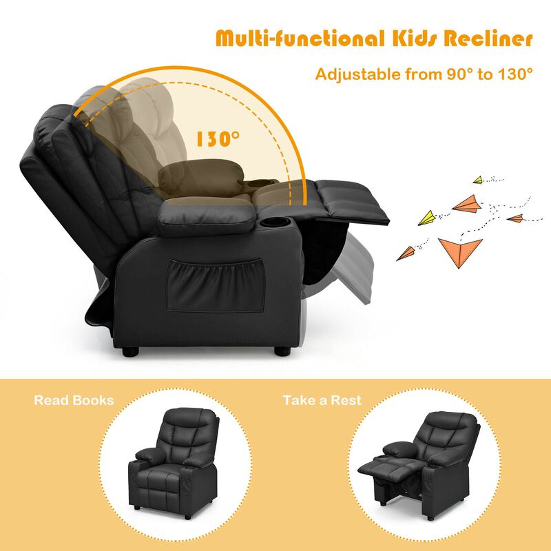 Kids Recliner Chair with Cup Holder and Footrest for Children