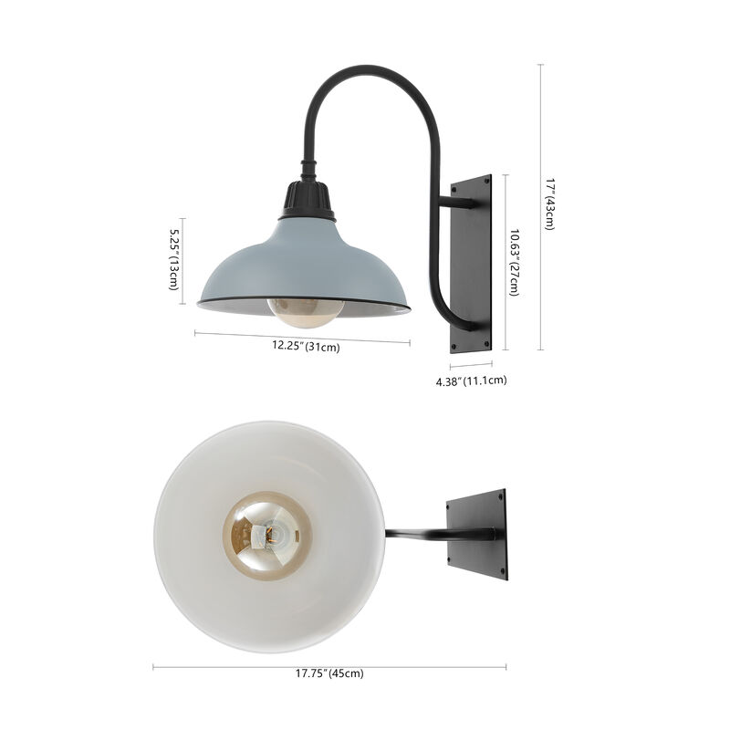 Stanley Farmhouse Industrial Indoor/Outdoor Iron LED Gooseneck Arm Outdoor Sconce