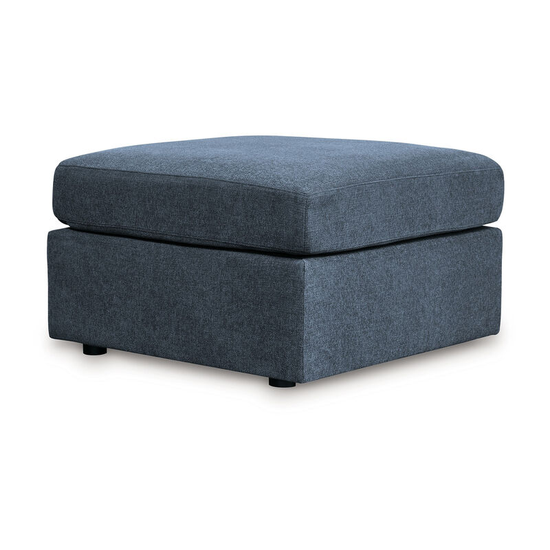 Meso Oversized Square Ottoman, Ink Blue Nuvella Polyester, 32 Inch - Benzara