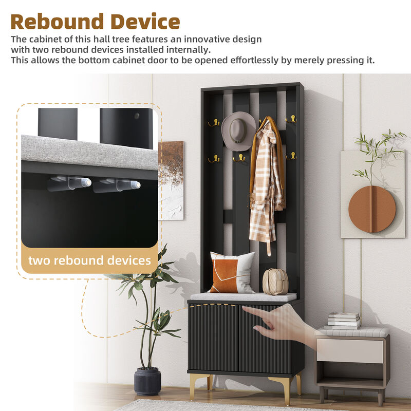 Merax Modern Luxury Hall Tree with 8 Gold Hooks