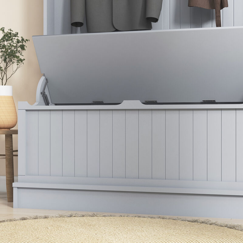 Hall Tree with Coat Hooks, Bench, and Storage for Entryway, Mudroom, or Foyer