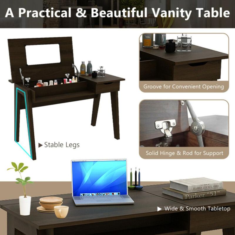 Hivvago Dressing Table with Flip Mirror and Storage Drawer