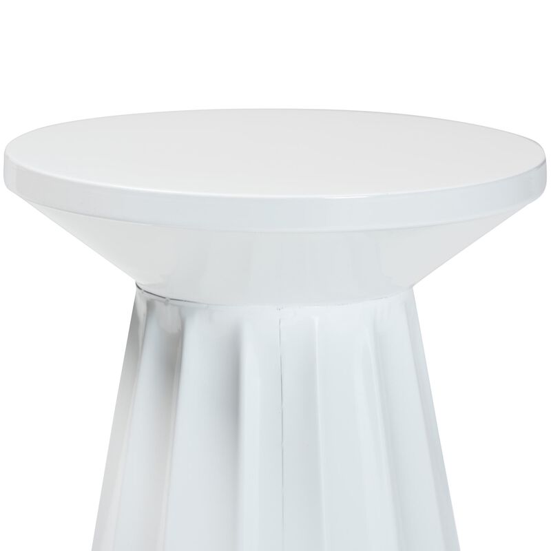 Baxton Studio Ulmer Metal Scalloped Side Table – Modern Round Accent Table for Indoor or Semi-Outdoor Use, White