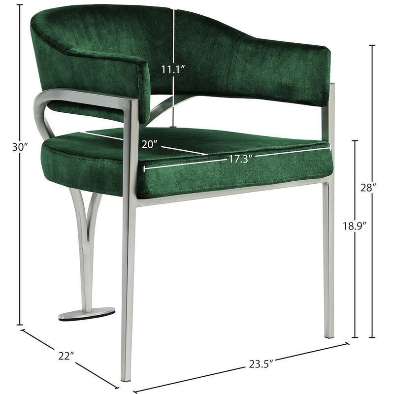 Meridian Furniture Madelyn Green Velvet Dining Chair, Set of 2