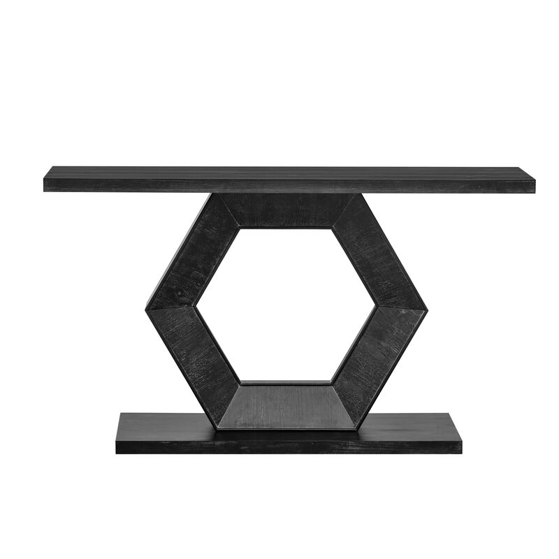 Merax Modern Entryway Table with Hollow Hexagon Leg Structure
