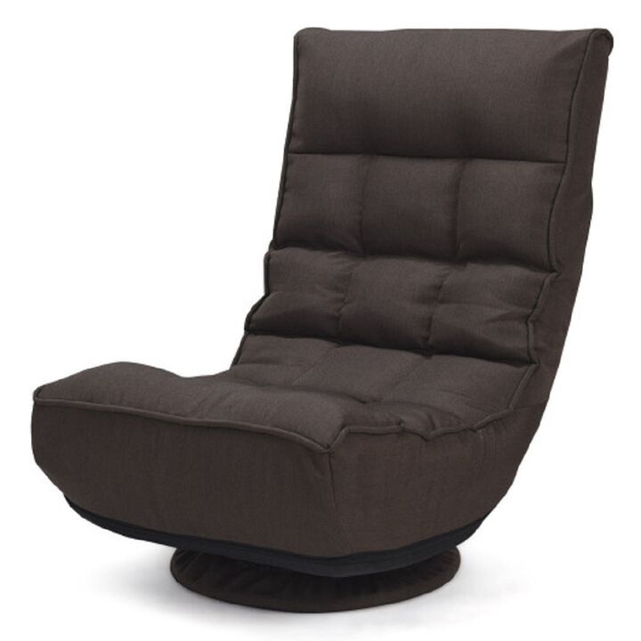 4-Position Adjustable 360 Degree Swivel Folding Floor Sofa Chair for Home