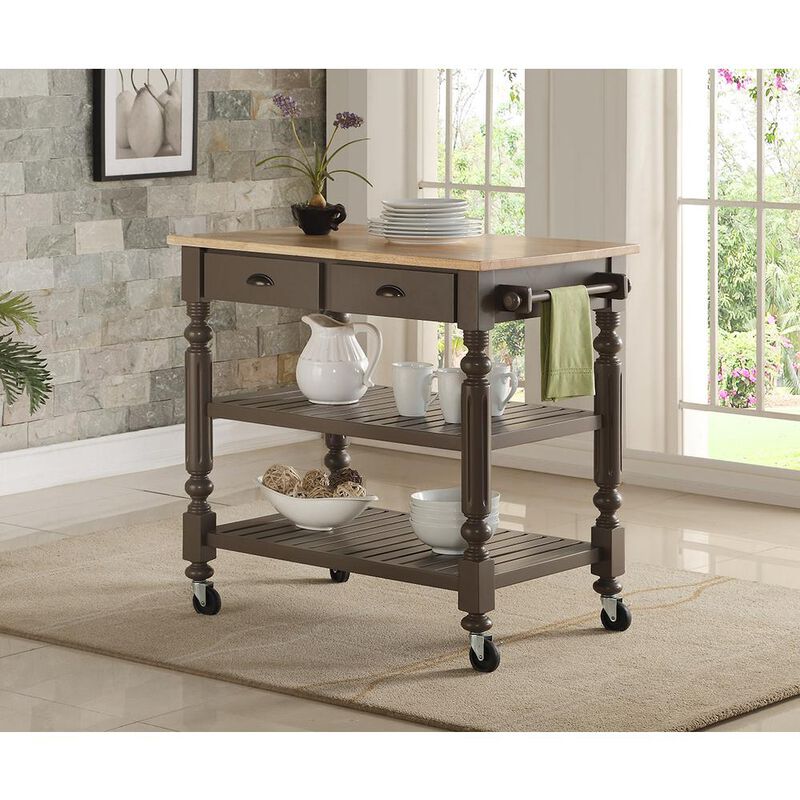 I Home Furnishings Payson Taupe Kitchen Cart