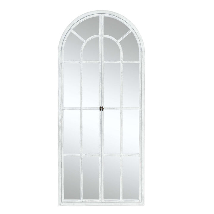 HomeRoots 71" White Solid Wood Arch Framed Full Length Mirror