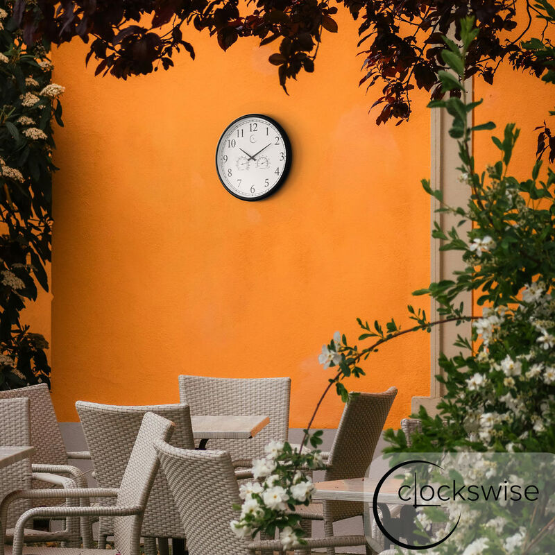 18" Outdoor Wall Clock Thermometer Combo