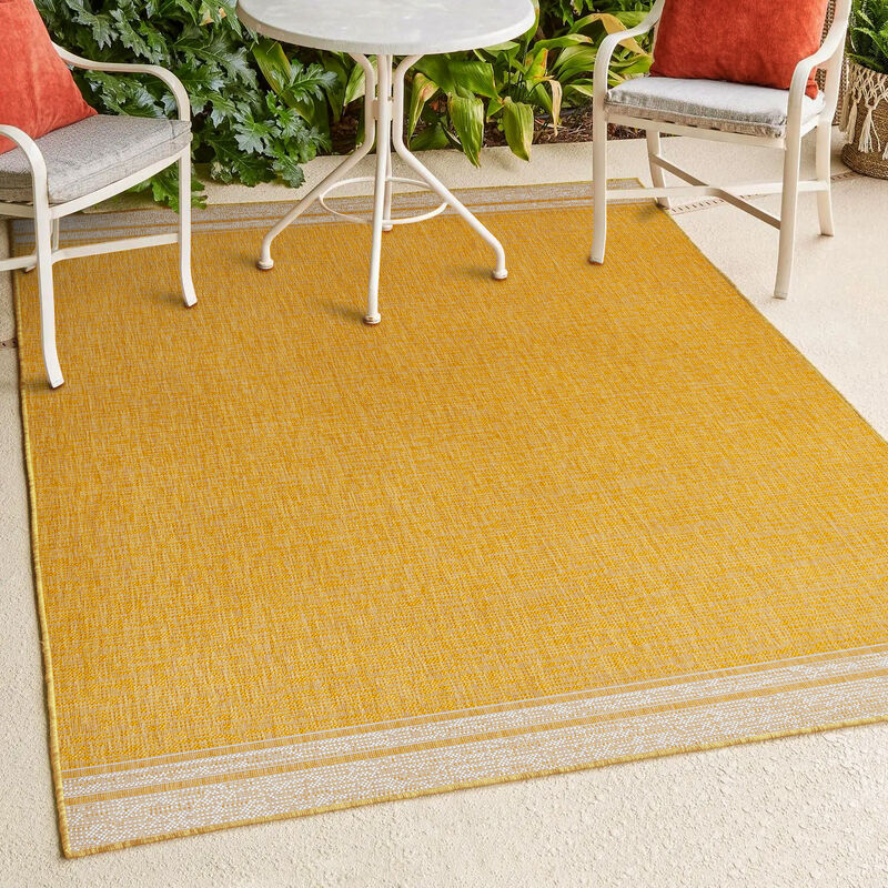 Alda Modern Minimalist Mingled Solid Indoor/Outdoor Area Rug