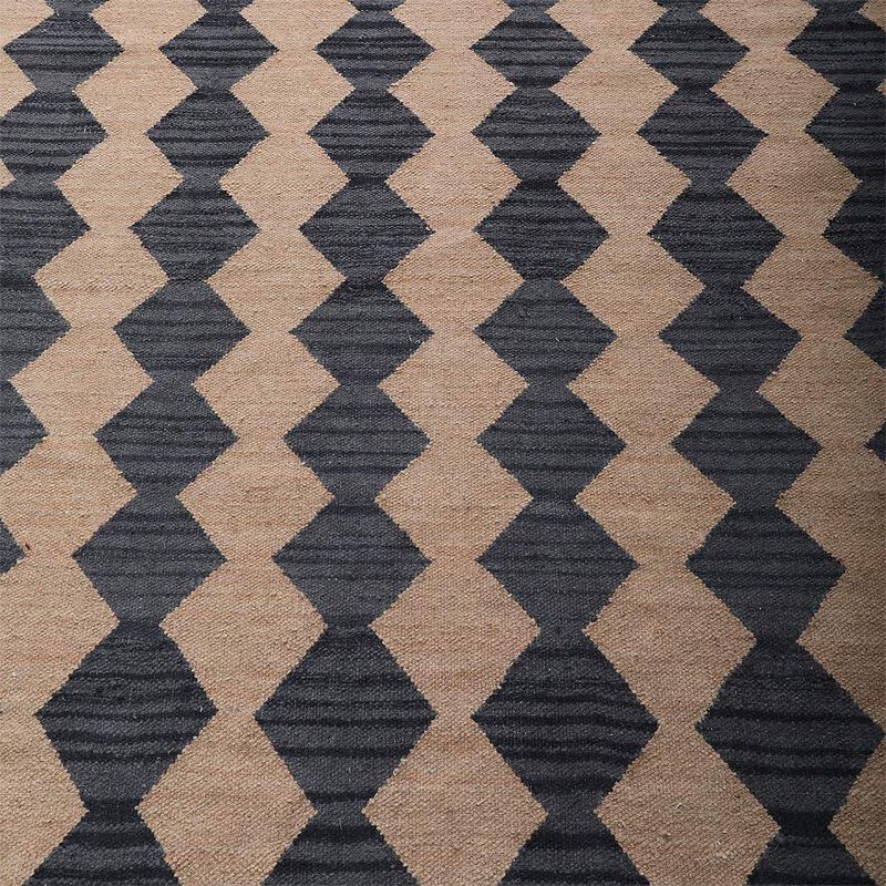 RUGSOTIC CARPETS HAND WOVEN FLAT WEAVE KILIM WOOL ECO-FRIENDLY AREA RUGS  - 5'x8', Rectangle Shape, Brown Charcoal Color, Contemporary Design, Low Pile Handmade Rugs for Living Room (D00108)