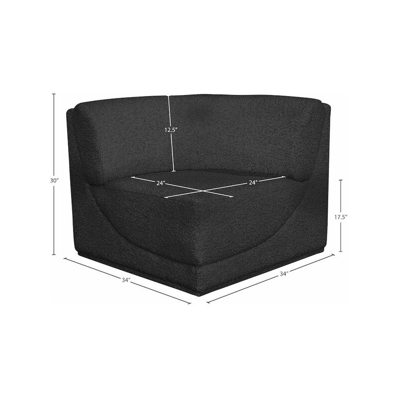 Meridian Furniture Ollie Black Boucle Fabric Corner