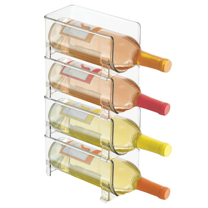 mDesign Plastic Free-Standing Wine Set Rack Storage Organizer - 4 Pack - Clear