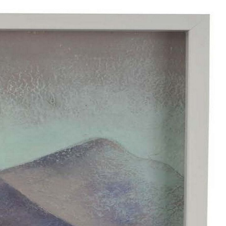 28 x 28 Framed Wall Art Painting, Mountains, Natural Fiber, Multicolor - Benzara