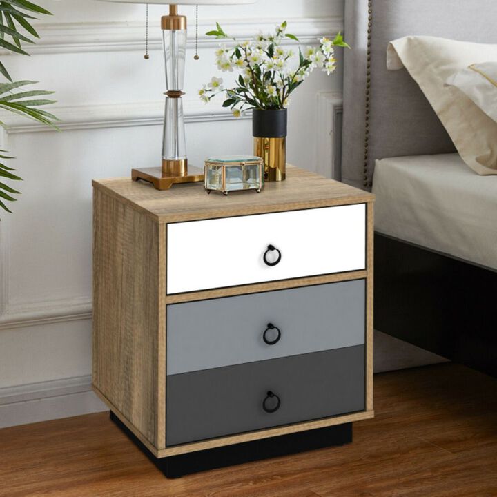 Hivago Nightstand with Drawer and Storage Cabinet Wooden Sofa Side Table End Table