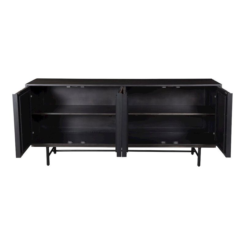 Starlight Canyon Home Black Sideboard Cabinet &ndash; Wooden Accent Credenza with Iron Base image number 2