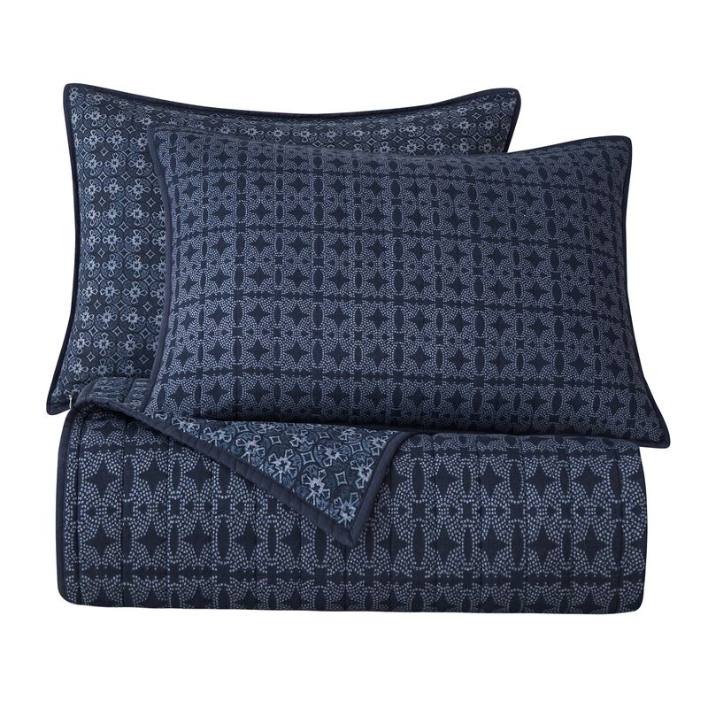 Indigo King Reversible Quilt Set image number 0