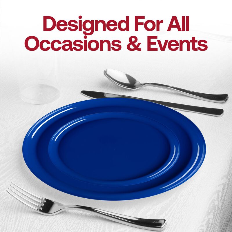 Solid Blue Flat Round Plastic Wedding Value Set (30 Sets) image number 6