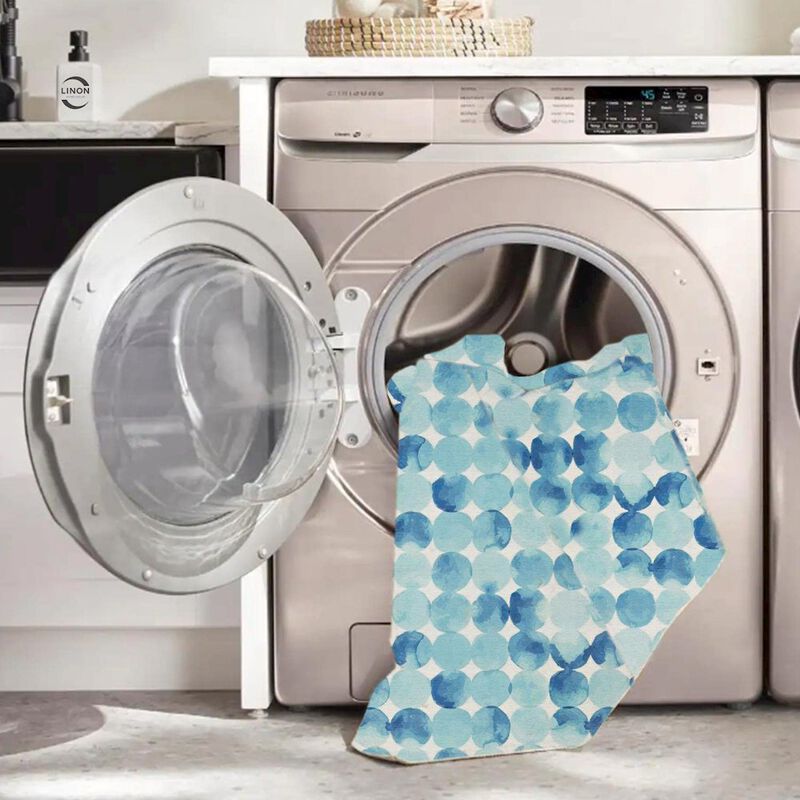 Linon Outdoor Washable Lakeland Blue & Ivory, Rug image number 4