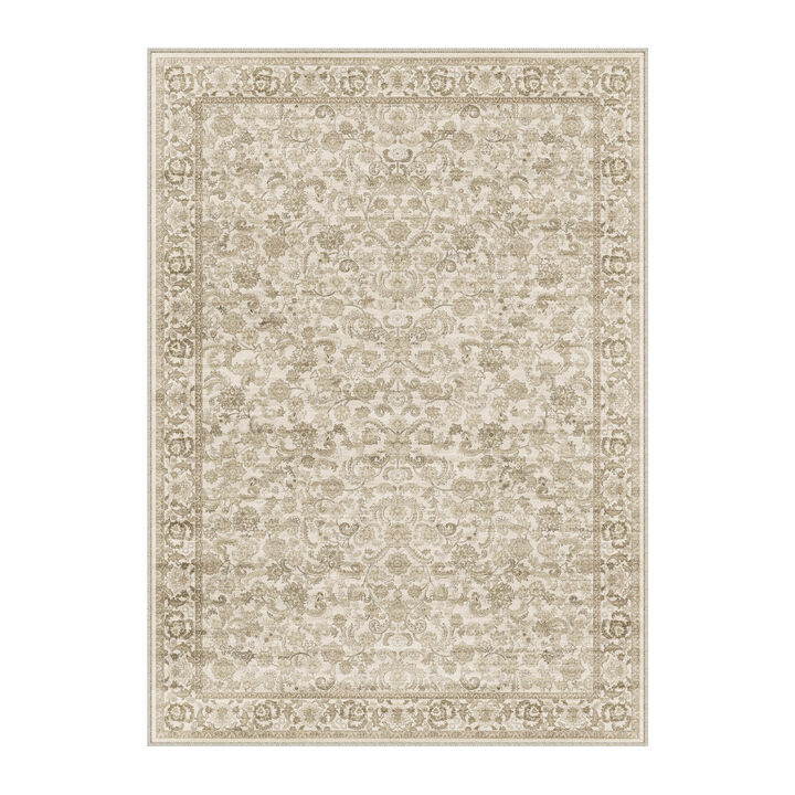 HomeRoots Floral Medallion Distressed Washable Area Rug