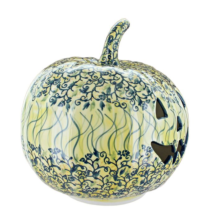 Blue Rose Polish Pottery Tulip Large Pumpkin Luminary