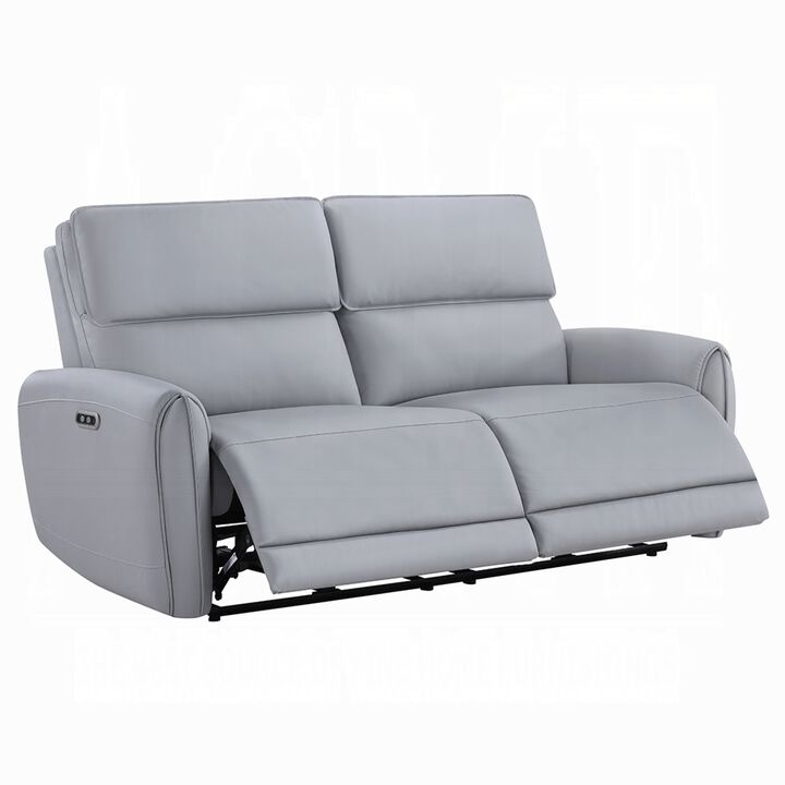 Jero Power Motion Recliner Sofa, 2 Seater, USB Port, Gray Faux Leather