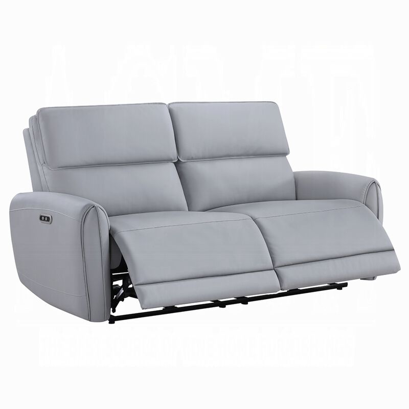 Jero Power Motion Recliner Sofa, 2 Seater, USB Port, Gray Faux Leather image number 0
