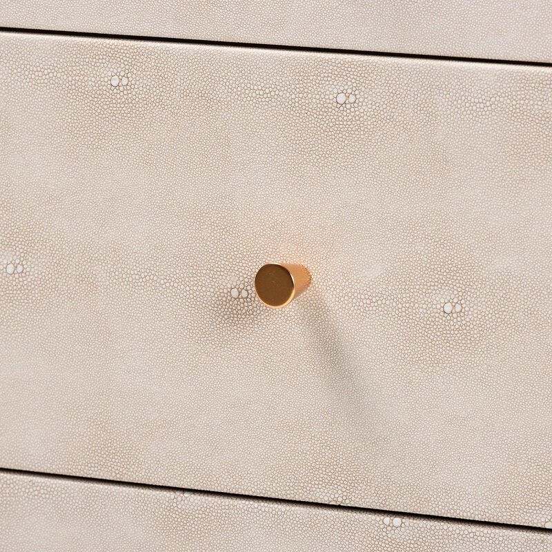 Baxton Studio Leyna Modern Beige Faux Shagreen 3 Drawer Storage Cabinet