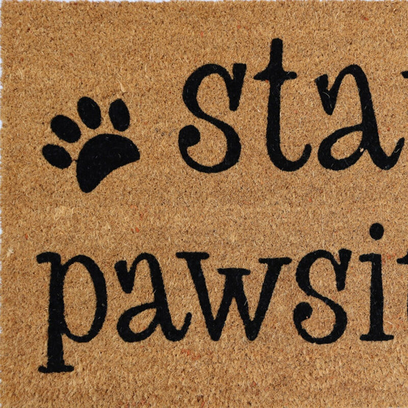 HomeRoots 18" X 30" Beige and Black Coir Outdoor Door Mat image number 3