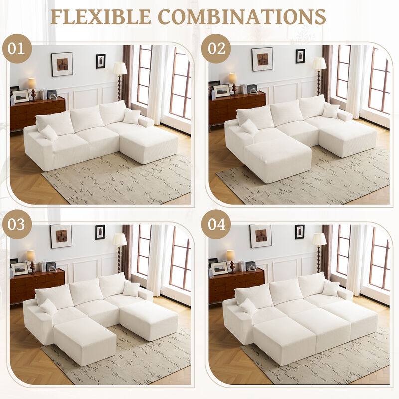 Merax 110" L-Shaped Corduroy Sectional Sofa