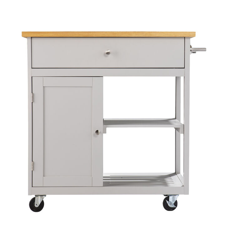 Space-Saving Rolling Kitchen Island with Shelves and Drawers