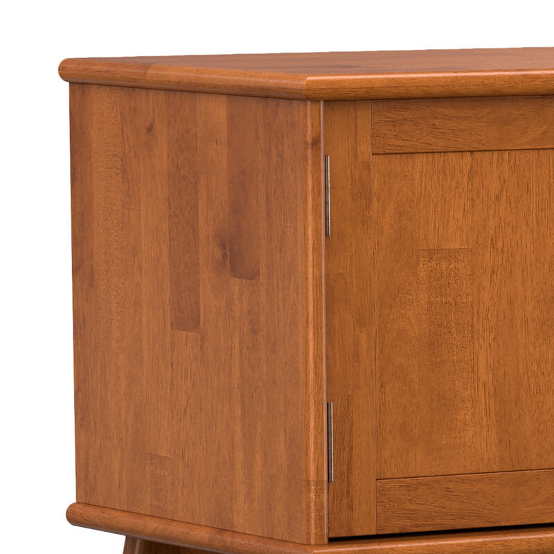 Draper SOLID HARDWOOD 72 inch Wide Mid Century Modern TV Media Stand in Teak Brown For TVs up to 80 inches