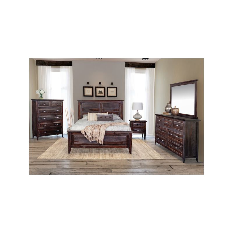 Porter Designs Sonora Solid Sheesham Wood King Bed, Gray