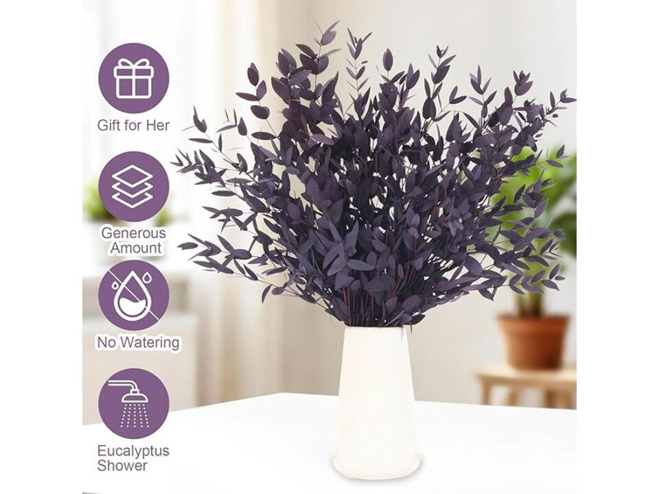 12 Piece Purple Artificial Eucalyptus Flower Stems Vase Filler