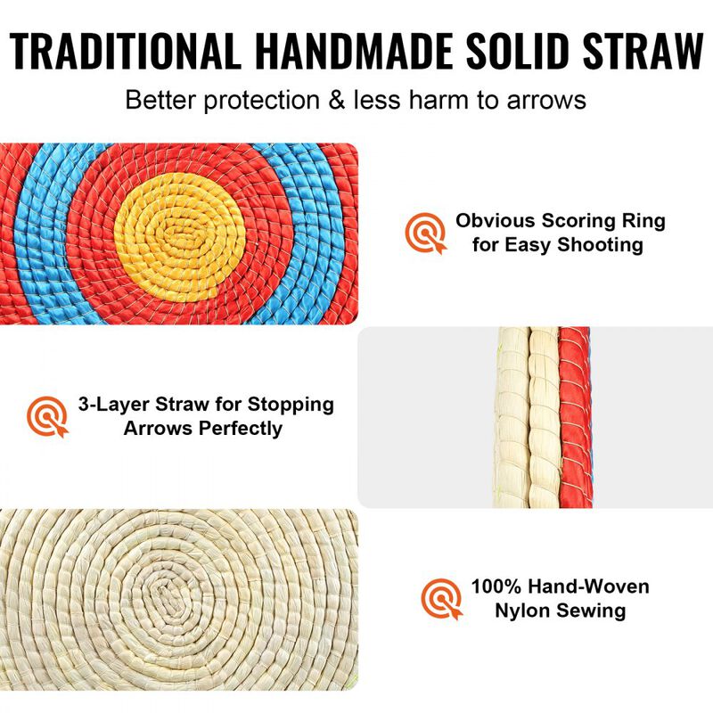 Handmade Straw Arrow Target, 3-Layer Round Archery Target for Outdoor Bow Shooting-Multi Color image number 7