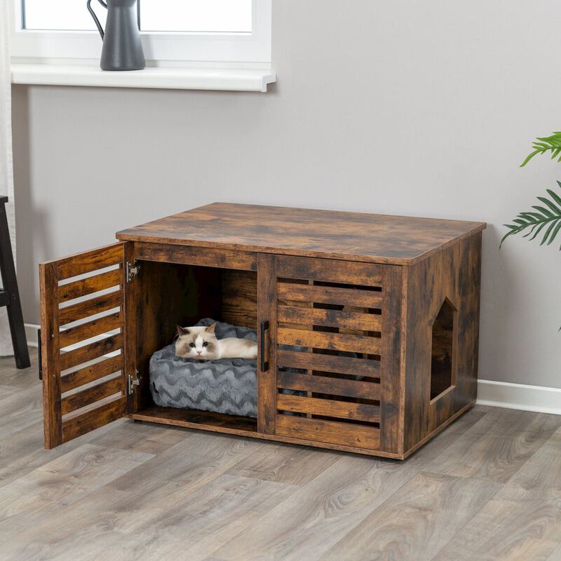 TRIXIE XL Farmhouse Litter Box Enclosure, Hidden Litter Box Cabinet or End Table image number 2