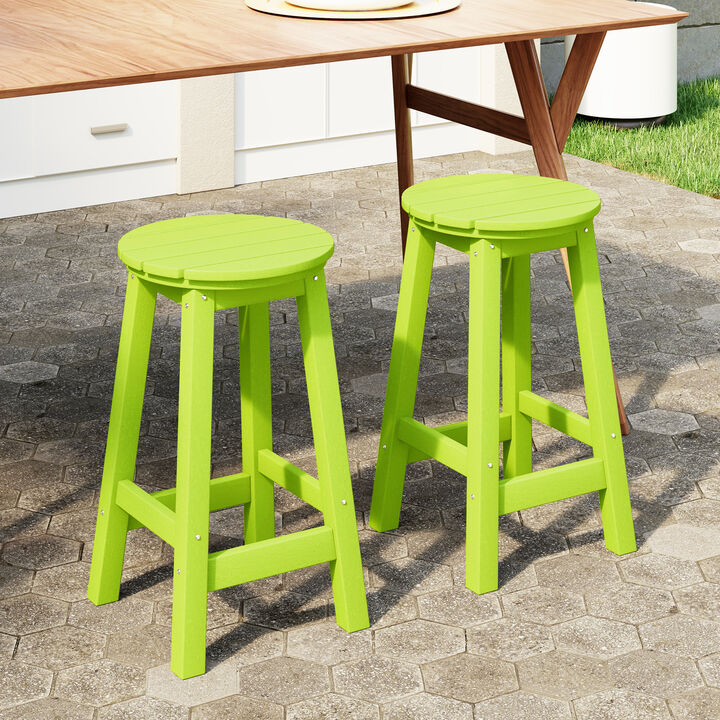 WestinTrends 24" HDPE Outdoor Patio Round Counter Height Bar Stool Set of 2