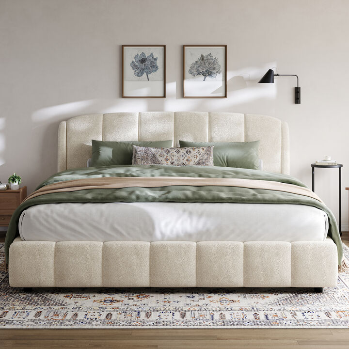 Christopher Knight Home Lorelei Boucle Upholstered Platform Bed with Headboard