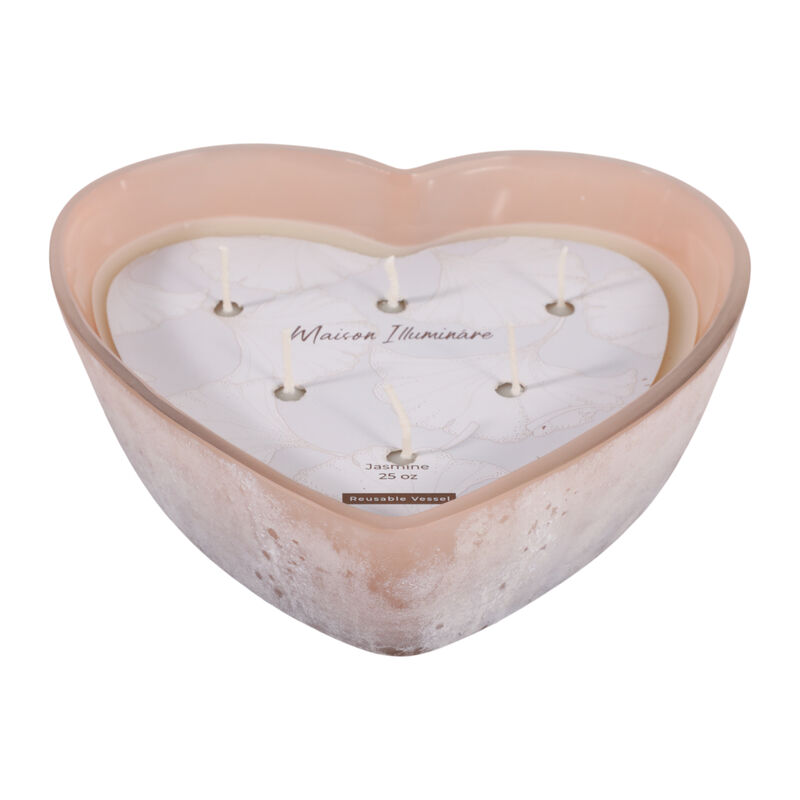 9" 25 Oz Jasmine Heart Shaped Soda Glass Candle, B image number 0