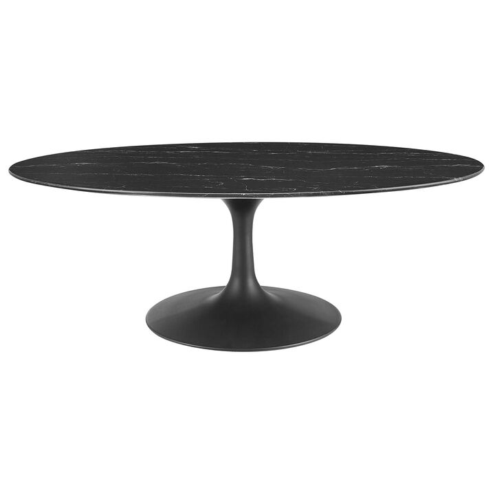 Modway Lippa Oval Artificial Marble 48" Coffee Table, 48 x 27.5 x 15.5, Black Black